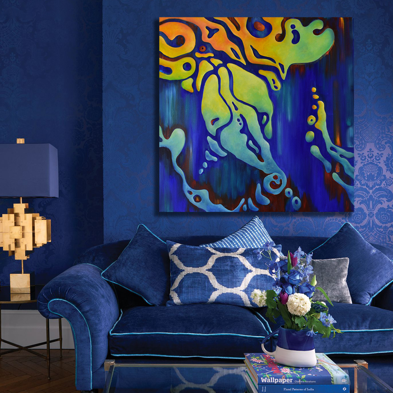 Painting by Marina Venediktova Music of water. Blue interior