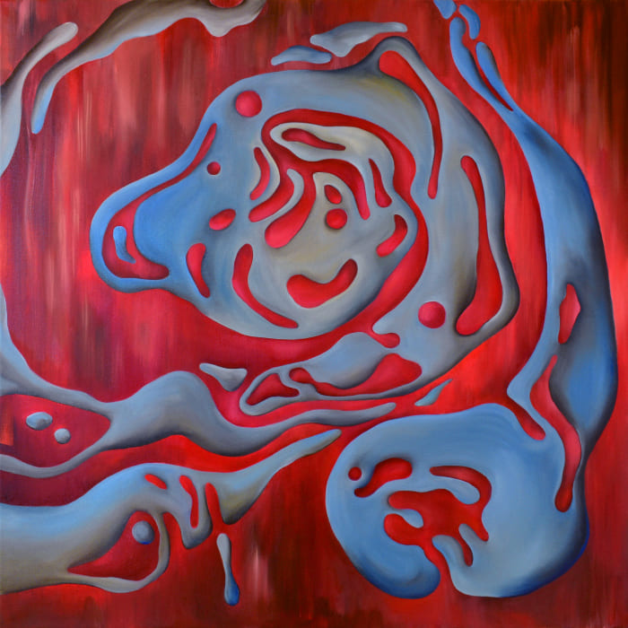 Painting by Marina Venediktova The music of water. Red