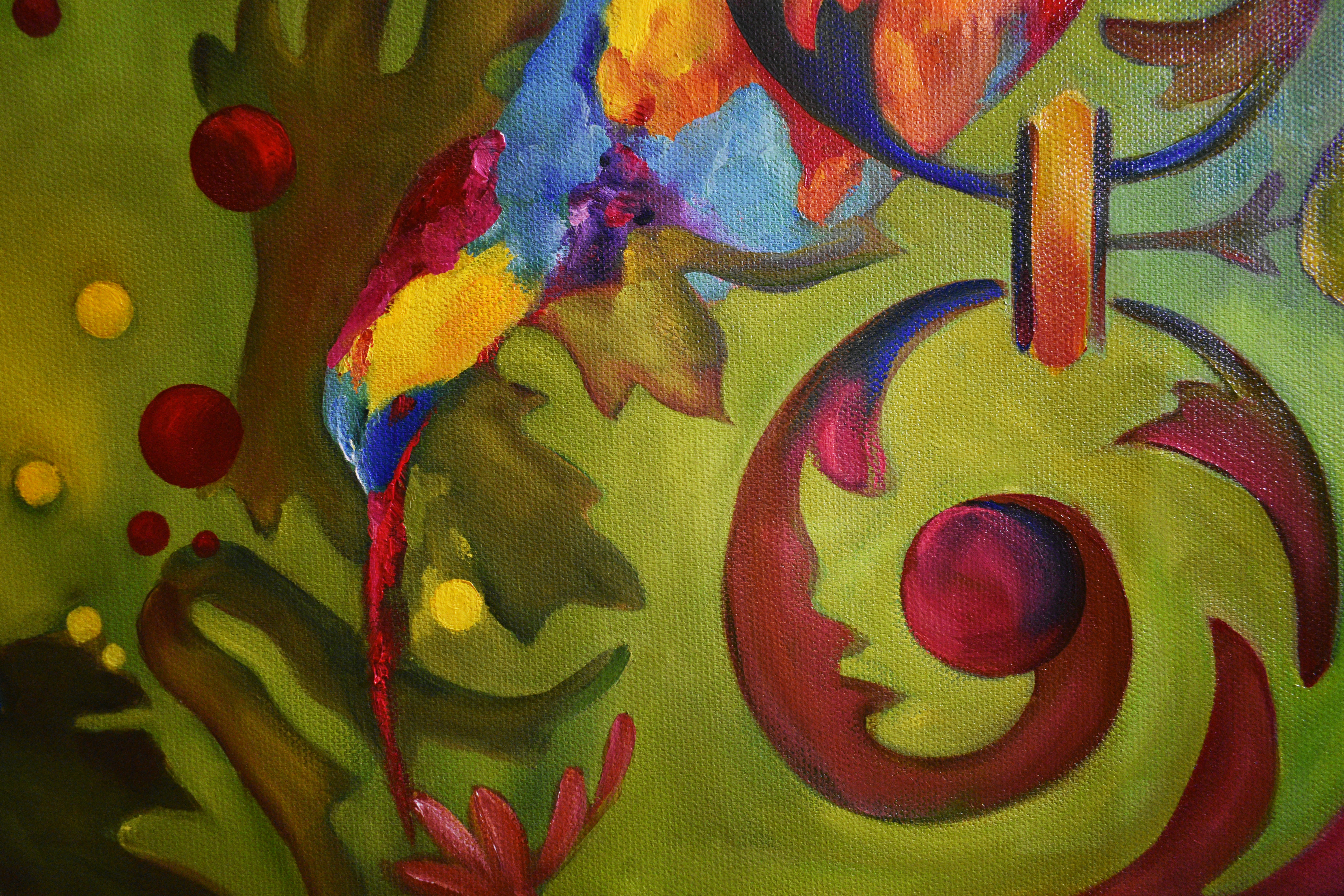 Painting by Marina Venediktova Birds and Berries detail