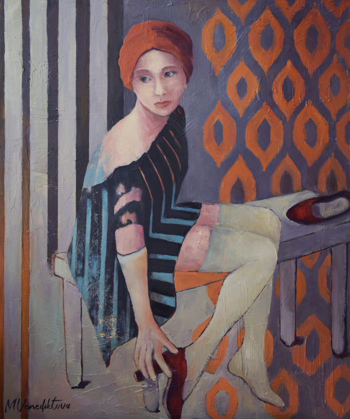 Painting by Marina Venediktova Stranger in red turban