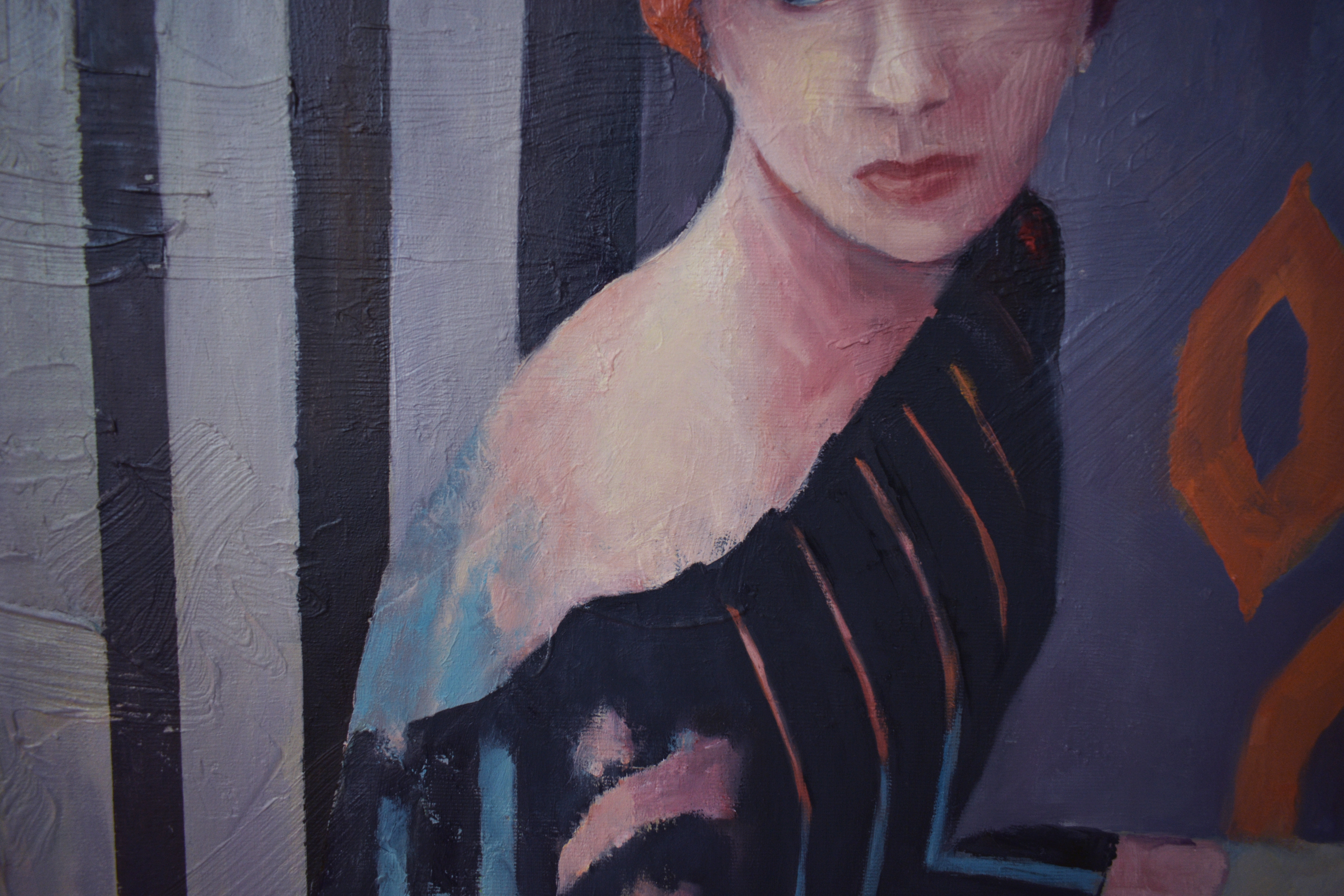 Картина Марины Венедиктовой Незнакомка в красном тюрбане деталь