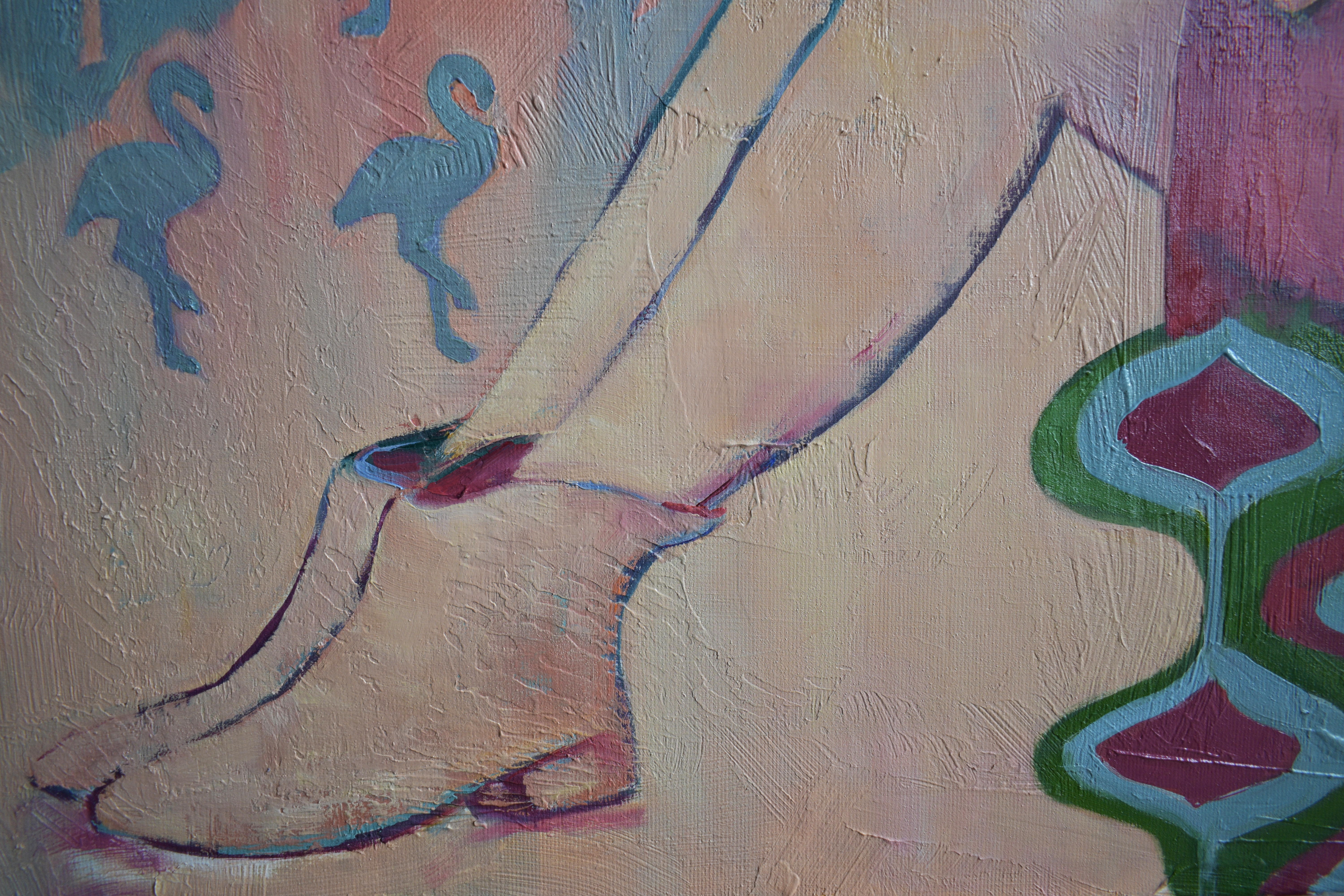 Painting by Marina Venediktova Flamingo vacation detail