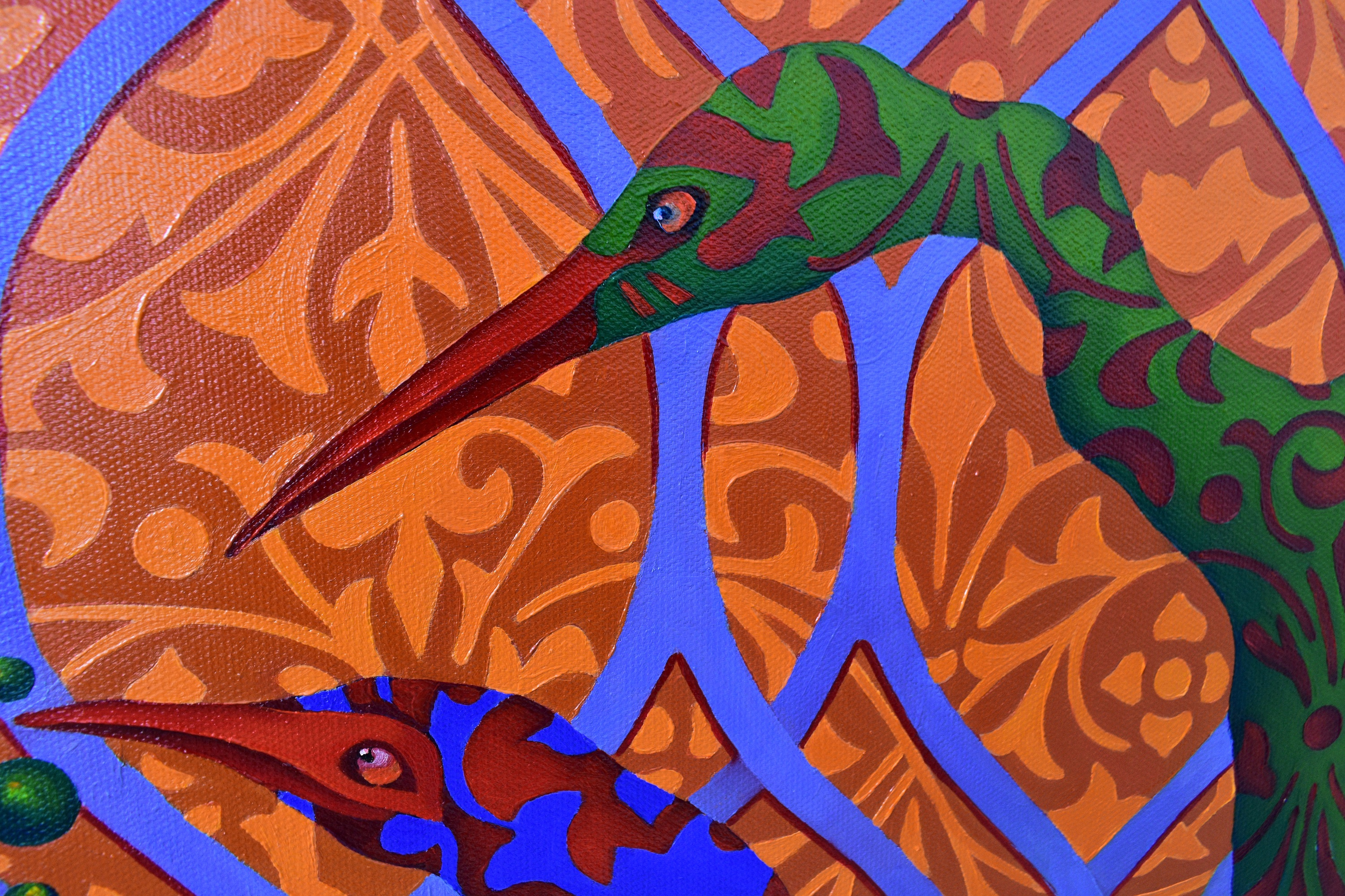 Painting by Marina Venediktova Bird Feast detail