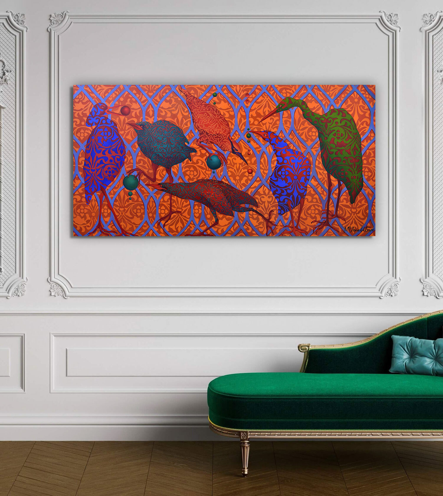 Painting by Marina Venediktova Bird Feast interior
