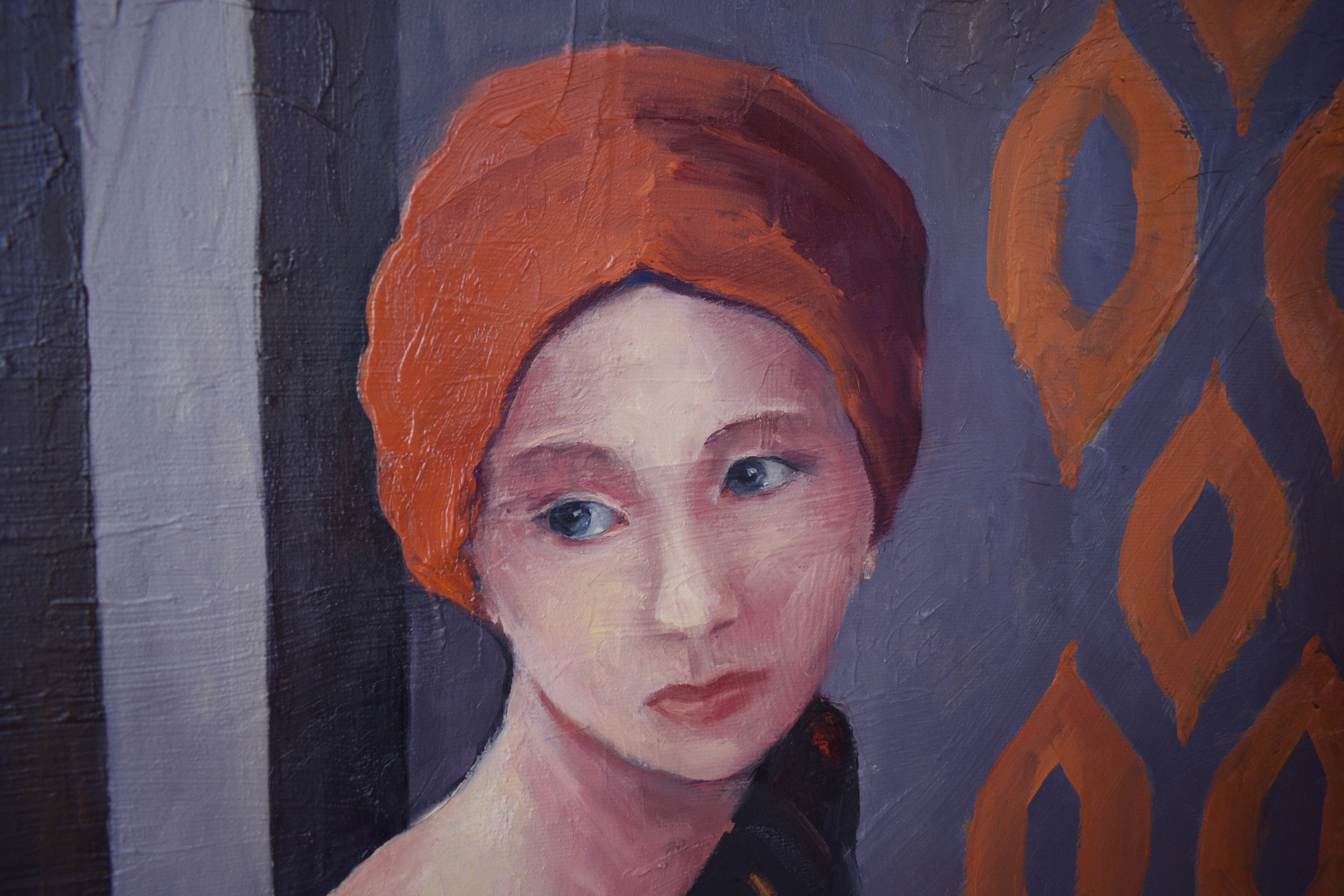 Картина Марины Венедиктовой Незнакомка в красном тюрбане деталь