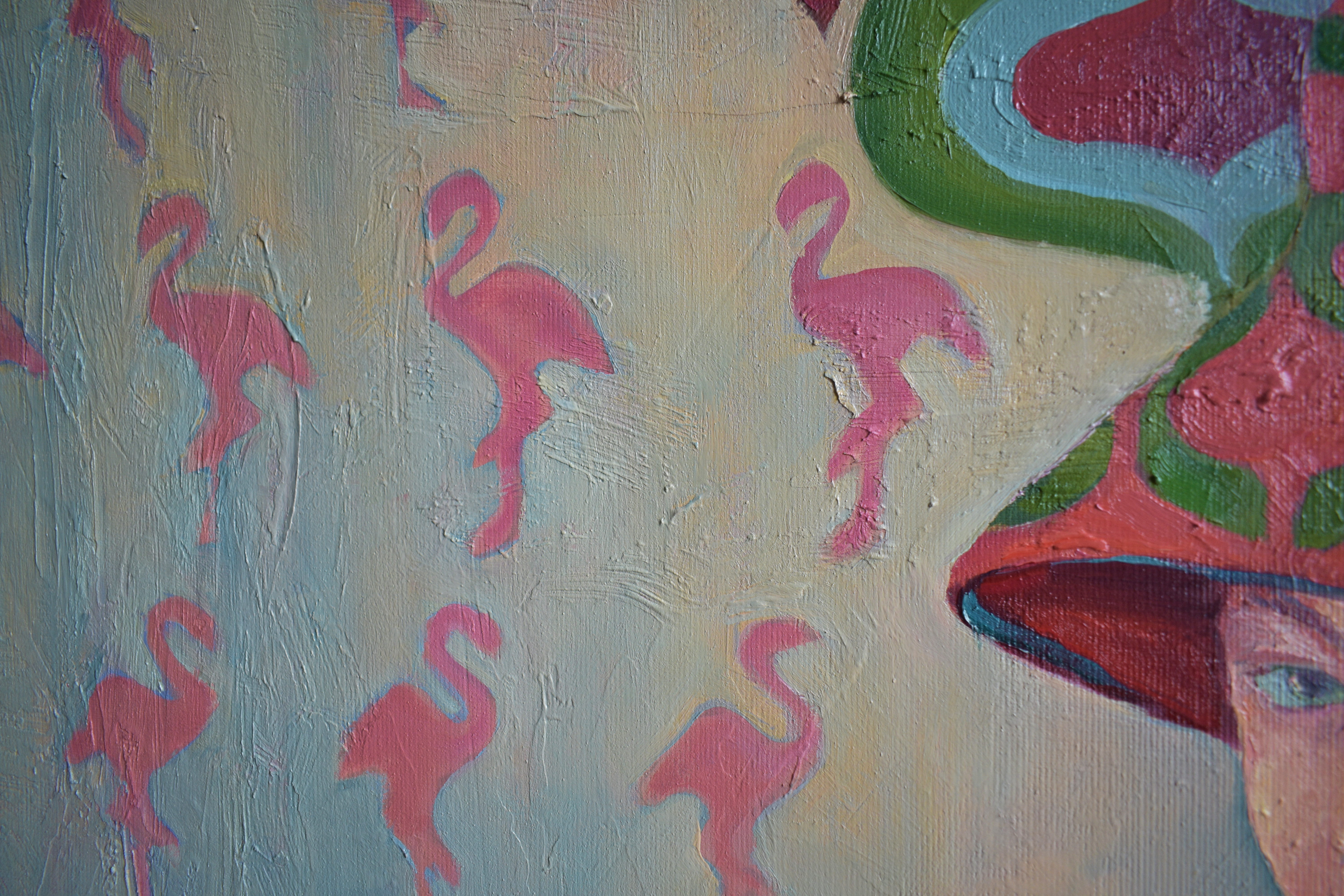 Картина Марины Венедиктовой Отпуск с фламинго деталь